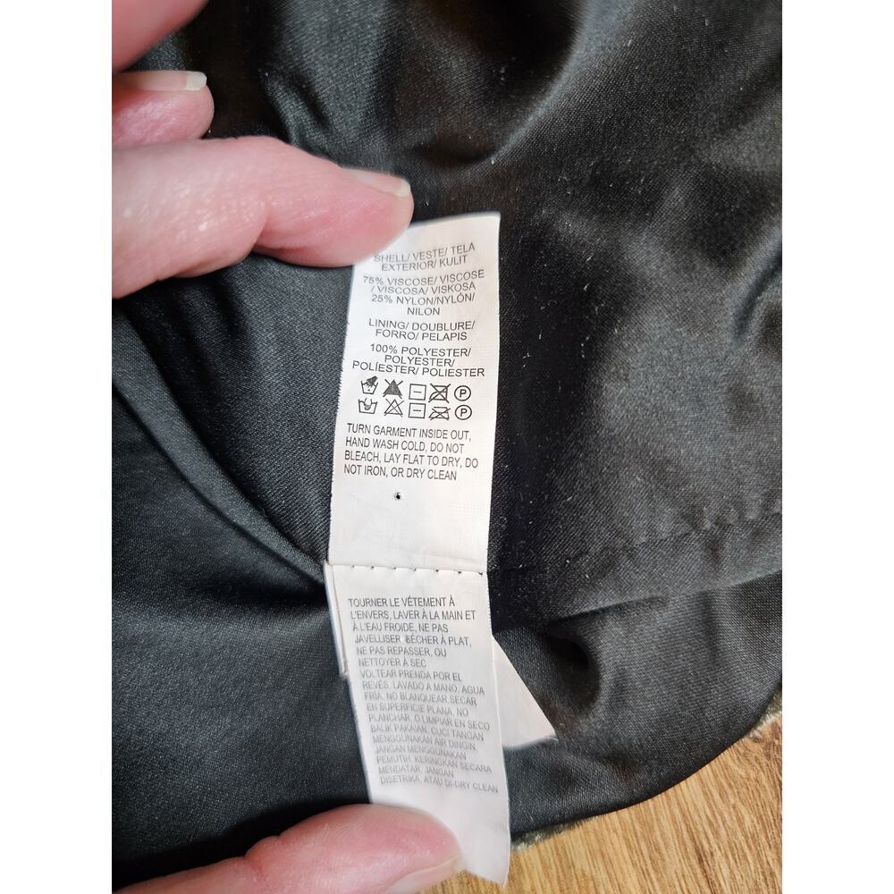 Lucky Brand Green Crushed Velvet Cinch Waist Button Jacket Women's S Military - Picture 9 of 9